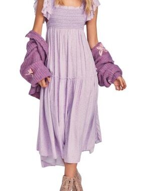 NWT LoveShackFancy Burnley Dress in Purple Pansy floral